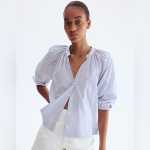 H & M Blue and White Striped Blouse